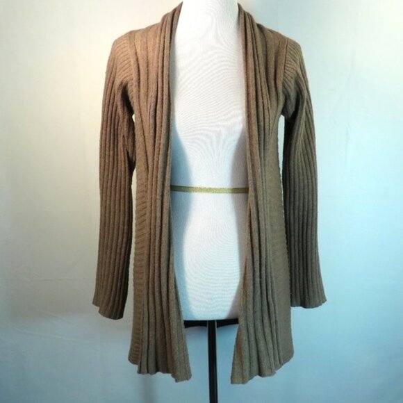 Crochet Back Wool Blend Long Cardigan - Picture 2 of 5